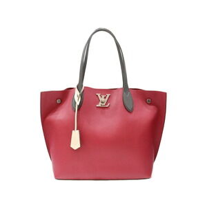 Louis Vuitton Lock Me Go Tote Bag Shoulder Wine Red Black Leather Classic